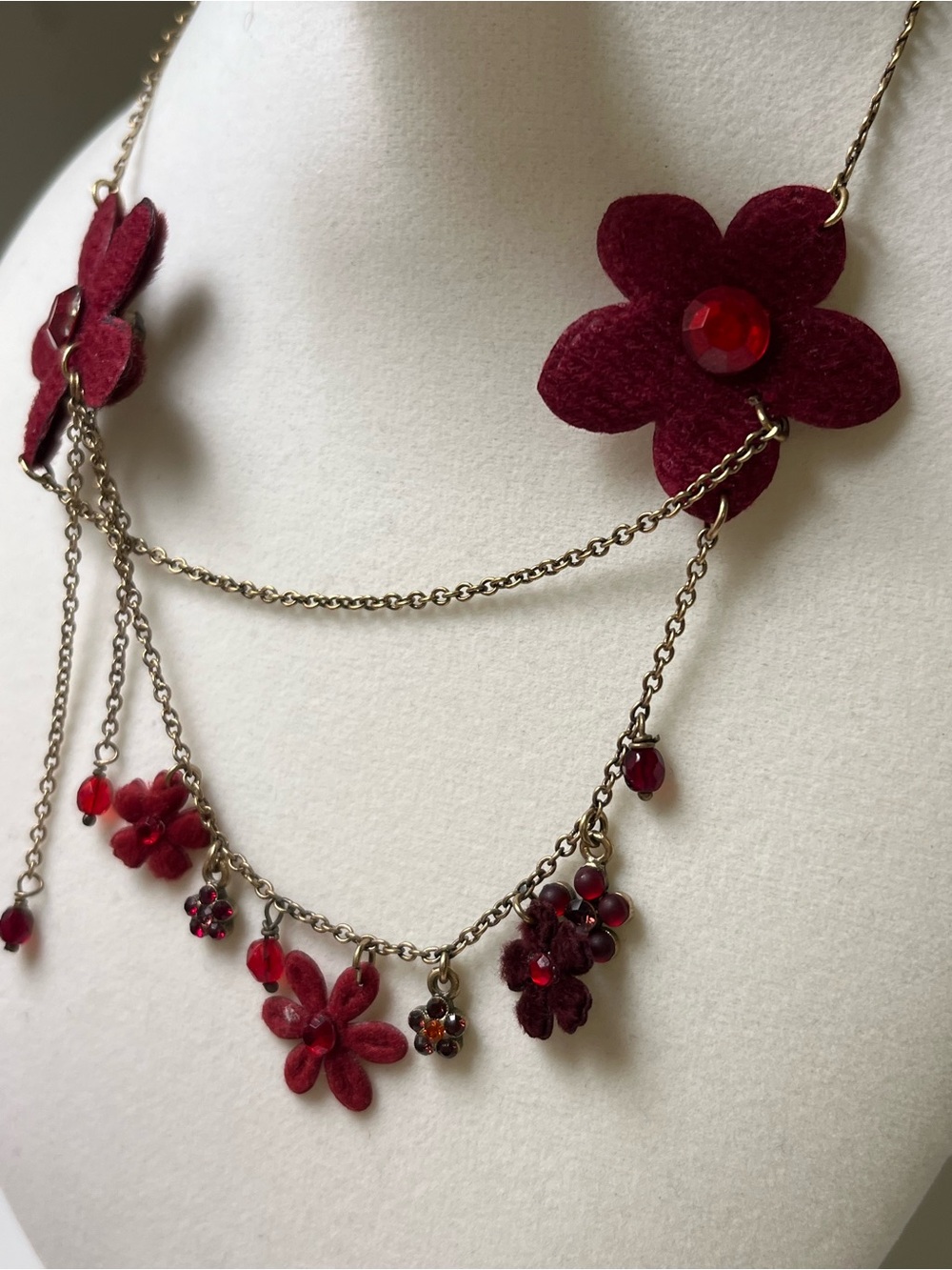 Pilgrim Red Floral Multi-Layer Necklace - Picture 3 of 4
